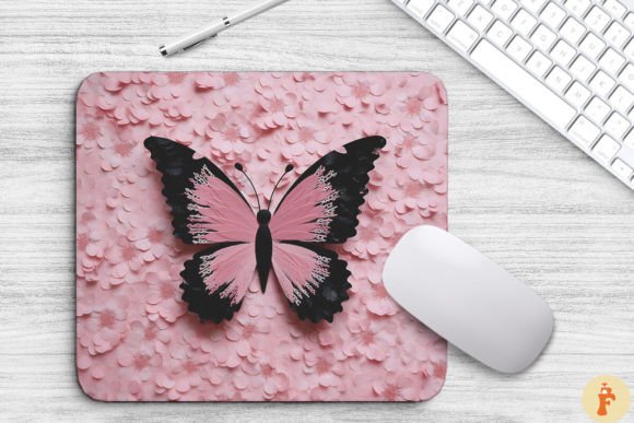 Download Aesthetic Pink Black Butterfly Mouse Pad - Black Collection