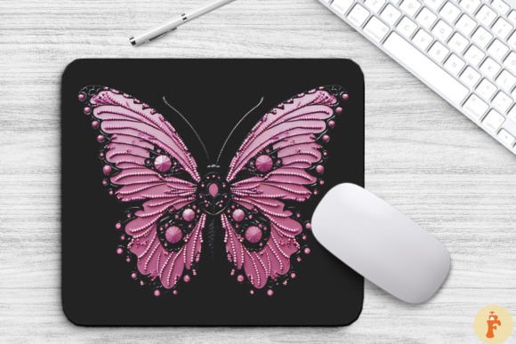 Download Aesthetic Pink Black Butterfly Mouse Pad - Black Collection