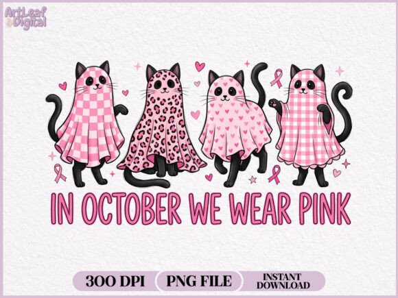 Download In October We Wear Pink Black Cat PNG - Black Collection