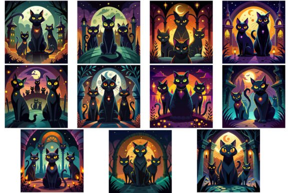 Download 11 Mysterious Black Cats Bundle - Black Collection